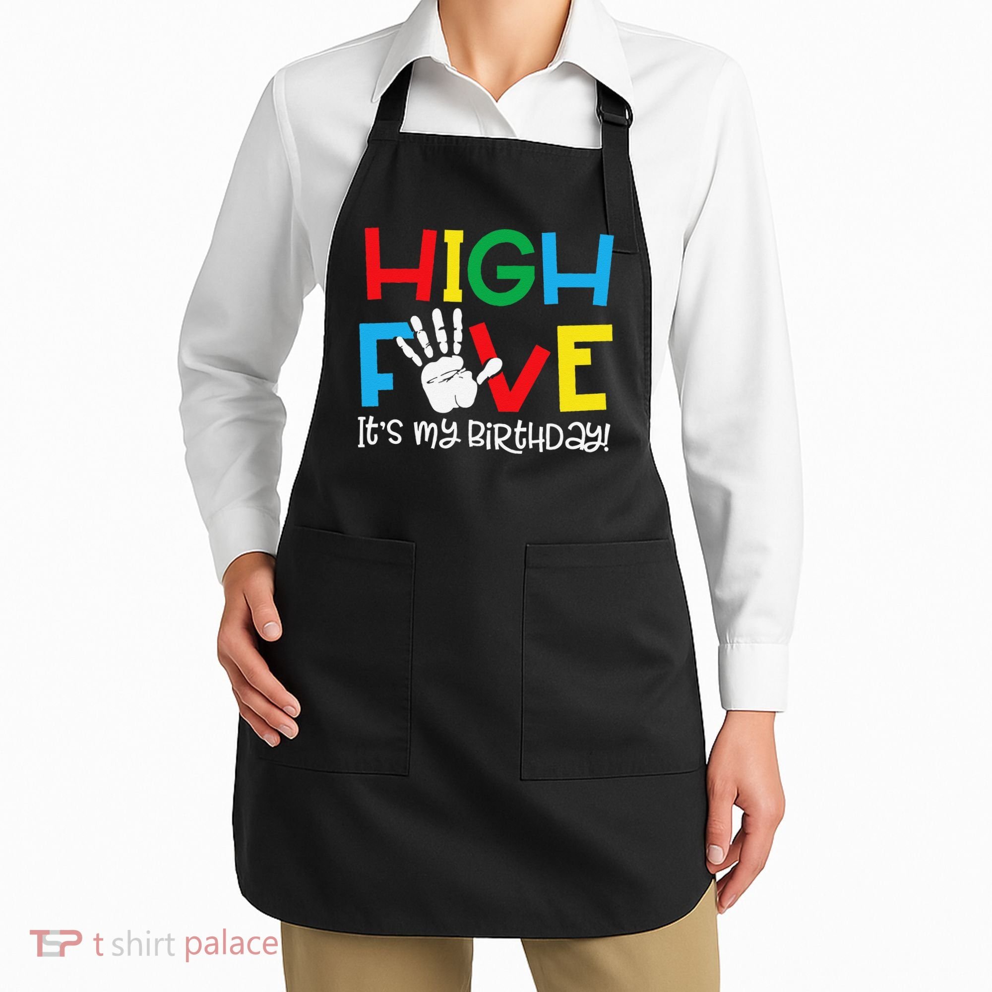 5yr 5th Birthday Funny High Five Its My Birthday Apron