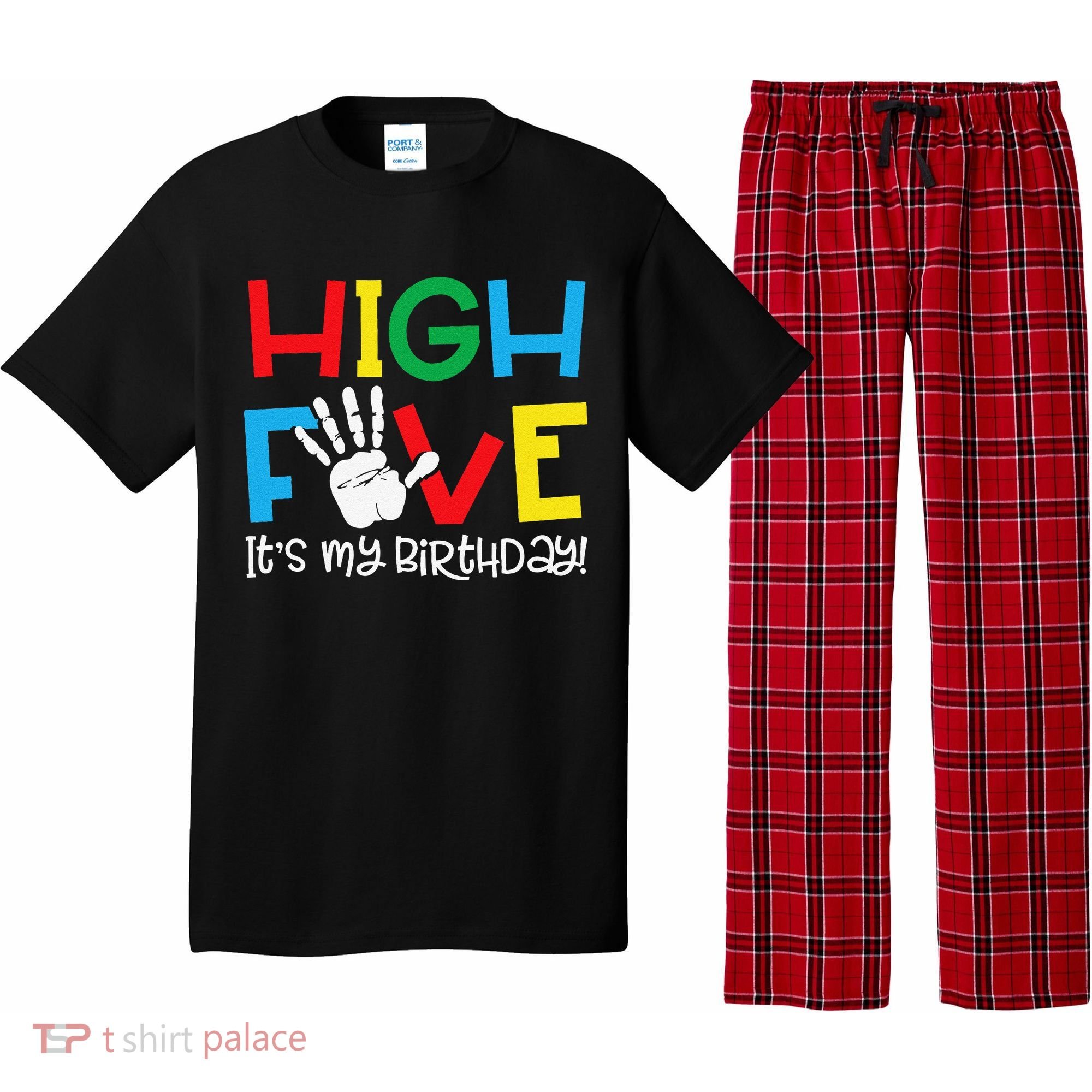 5yr 5th Birthday Funny High Five Its My Birthday Pajama Set