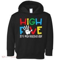 5yr 5th Birthday Funny High Five Its My Birthday Toddler Hoodie thumb 0
