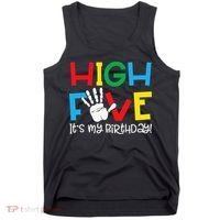 5yr 5th Birthday Funny High Five Its My Birthday Tank Top thumb 0