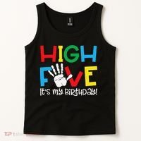 5yr 5th Birthday Funny High Five Its My Birthday Tank Top thumb 2