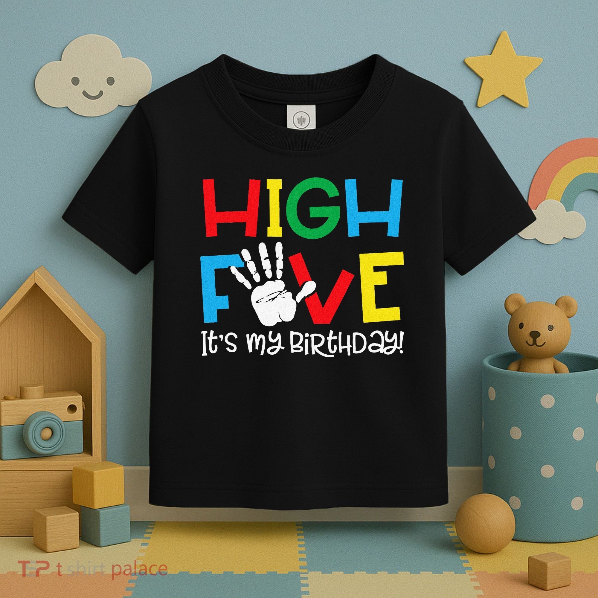 5yr 5th Birthday Funny High Five Its My Birthday Toddler T-Shirt