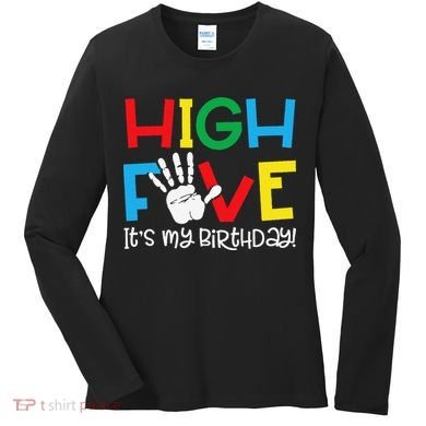 5yr 5th Birthday Funny High Five Its My Birthday Women's Long Sleeve Shirt