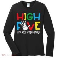 5yr 5th Birthday Funny High Five Its My Birthday Women's Long Sleeve Shirt thumb 0