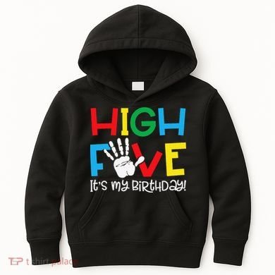 5yr 5th Birthday Funny High Five Its My Birthday Kids Hoodie