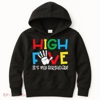 5yr 5th Birthday Funny High Five Its My Birthday Kids Hoodie thumb 0