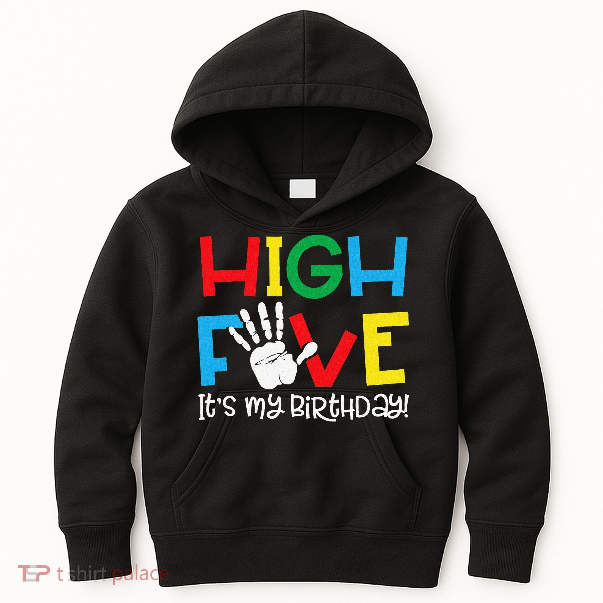 5yr 5th Birthday Funny High Five Its My Birthday Kids Hoodie