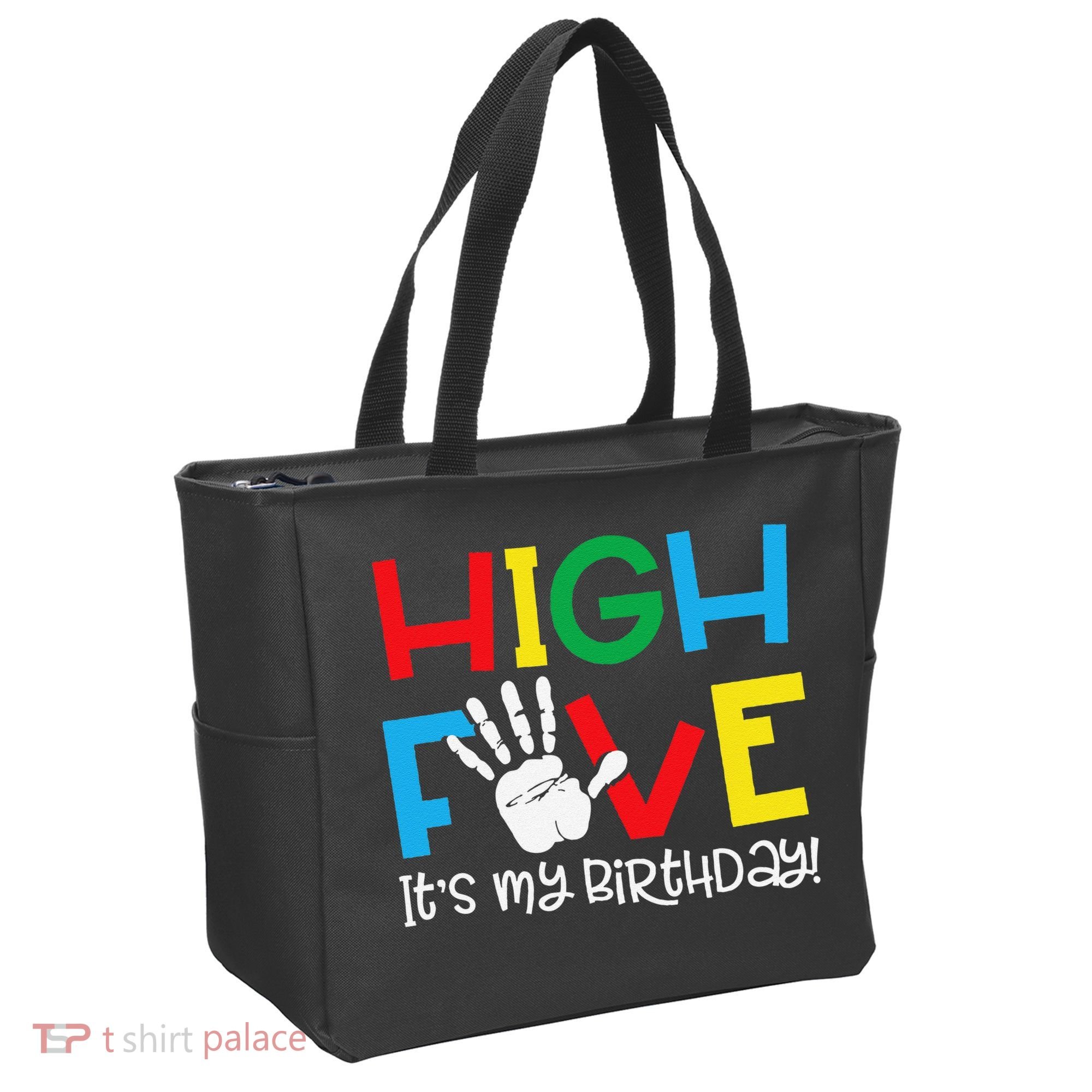 5yr 5th Birthday Funny High Five Its My Birthday Tote Bag
