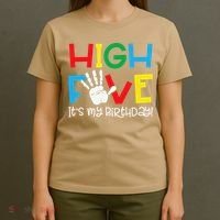 5yr 5th Birthday Funny High Five Its My Birthday T-Shirt thumb 4