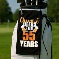 55th Birthday Cheers & Beers To 55 Years Golf Towel thumb 2