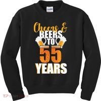 55th Birthday Cheers & Beers To 55 Years Kids Sweatshirt thumb 0