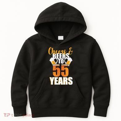 55th Birthday Cheers & Beers To 55 Years Kids Hoodie