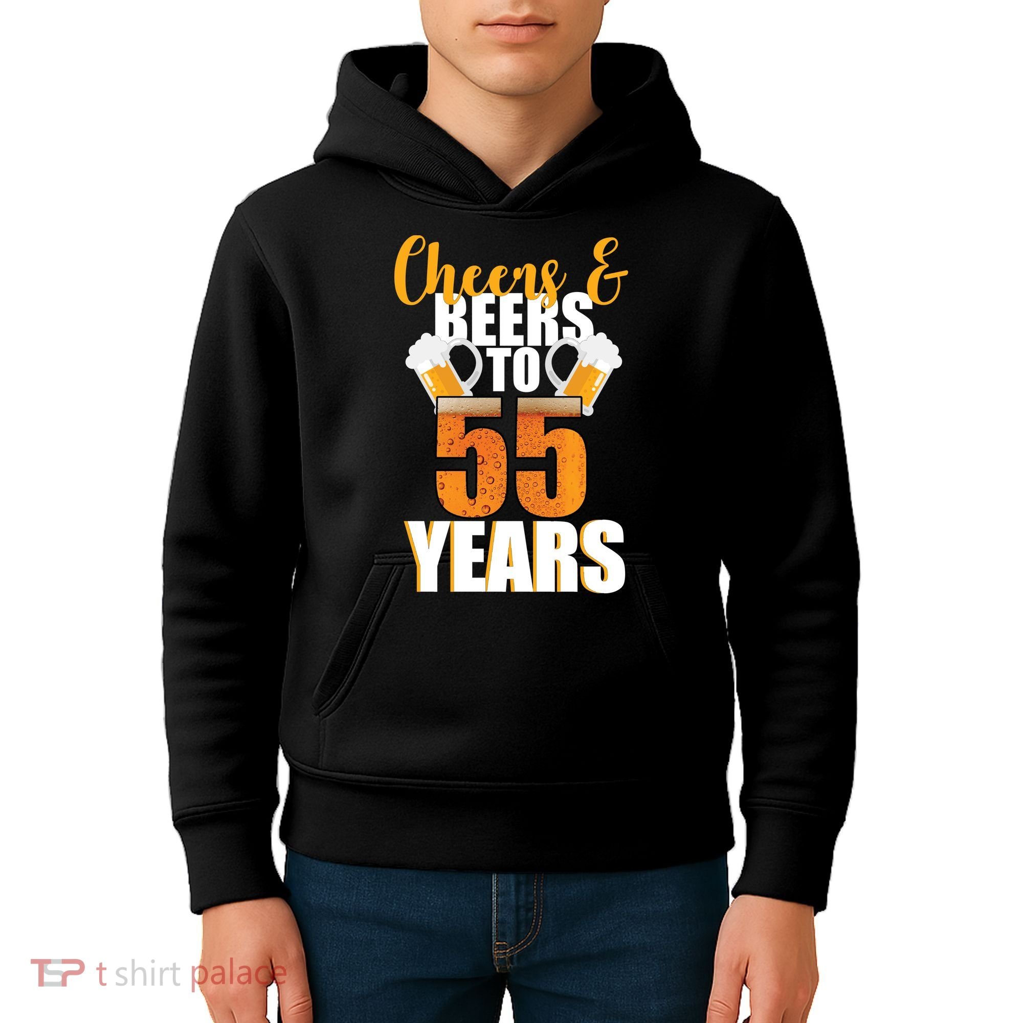 55th Birthday Cheers & Beers To 55 Years Kids Hoodie