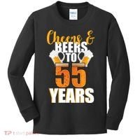 55th Birthday Cheers & Beers To 55 Years Kids Long Sleeve Shirt thumb 0