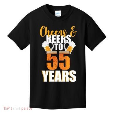 55th Birthday Cheers & Beers To 55 Years Kids T-Shirt