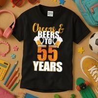 55th Birthday Cheers & Beers To 55 Years Kids T-Shirt thumb 3