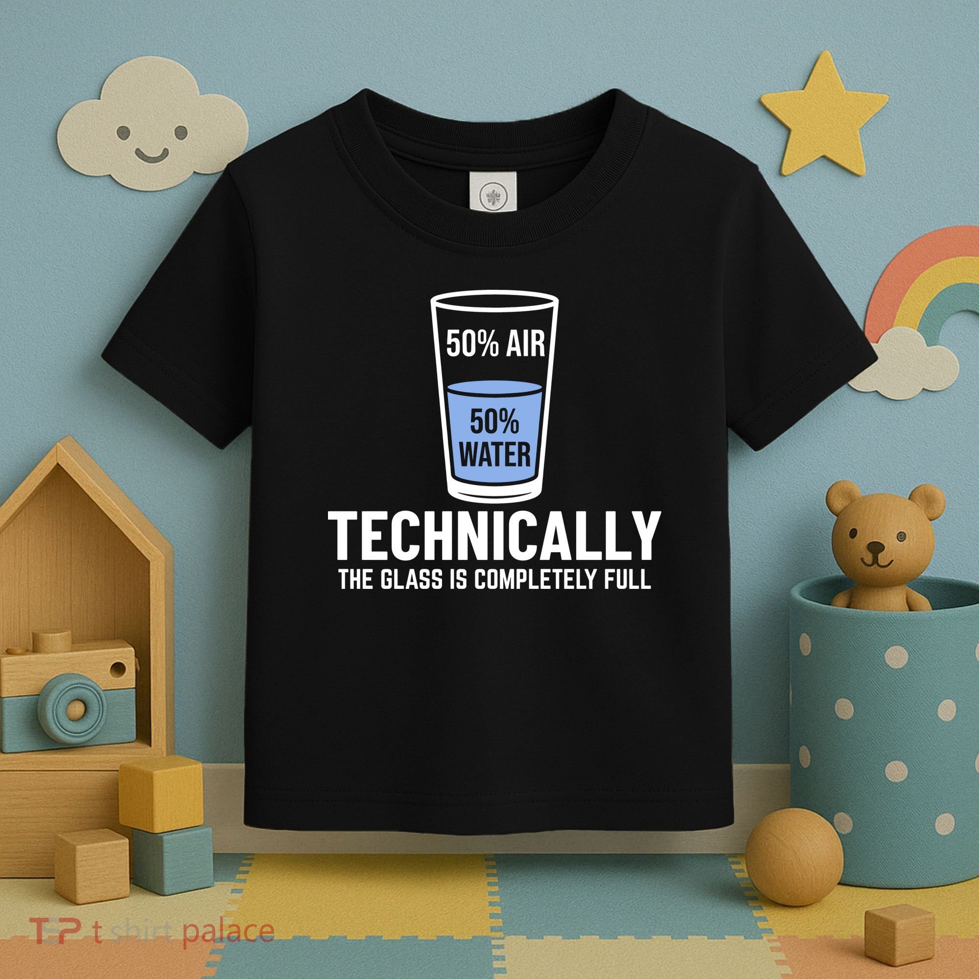 50% Air 50% Water Technically The Glass Is Completely Full Toddler T-Shirt
