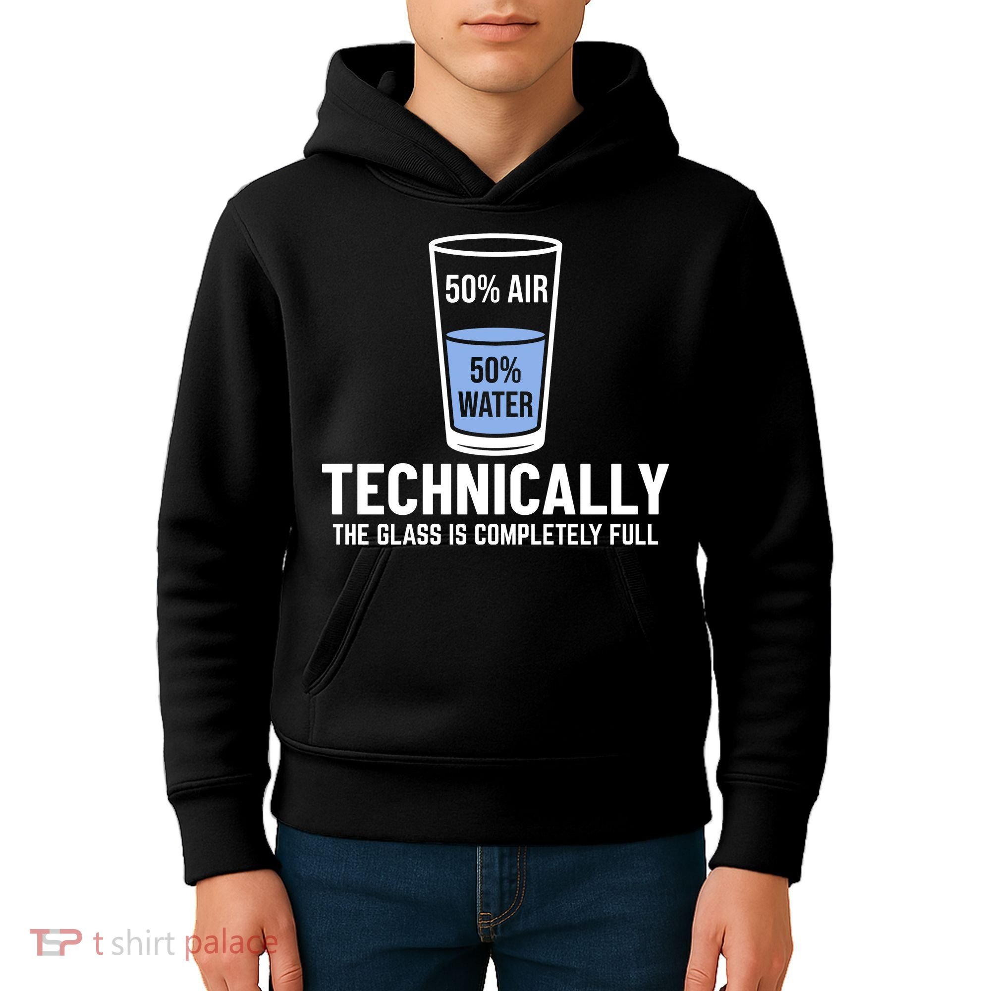 50% Air 50% Water Technically The Glass Is Completely Full Kids Hoodie