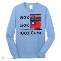 50% American 50% Taiwanese 100% Cute U S Taiwan Flags Great Gift Long Sleeve Shirt thumb 0