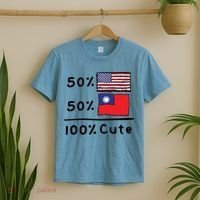 50% American 50% Taiwanese 100% Cute U S Taiwan Flags Great Gift T-Shirt thumb 2