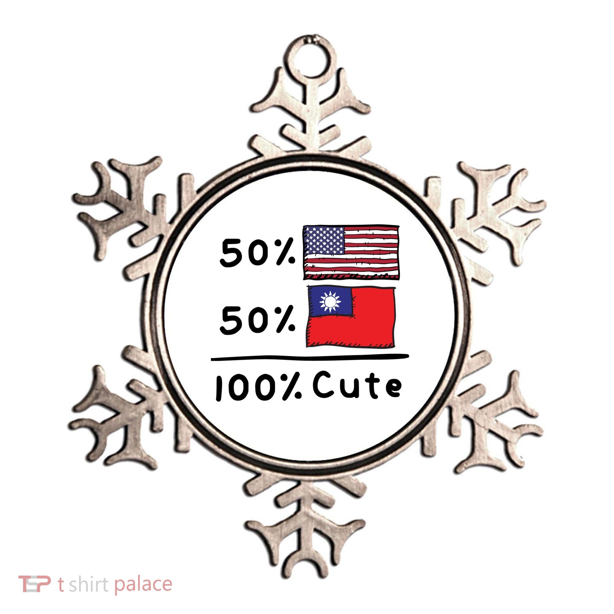 50% American 50% Taiwanese 100% Cute U S Taiwan Flags Great Gift Ornament