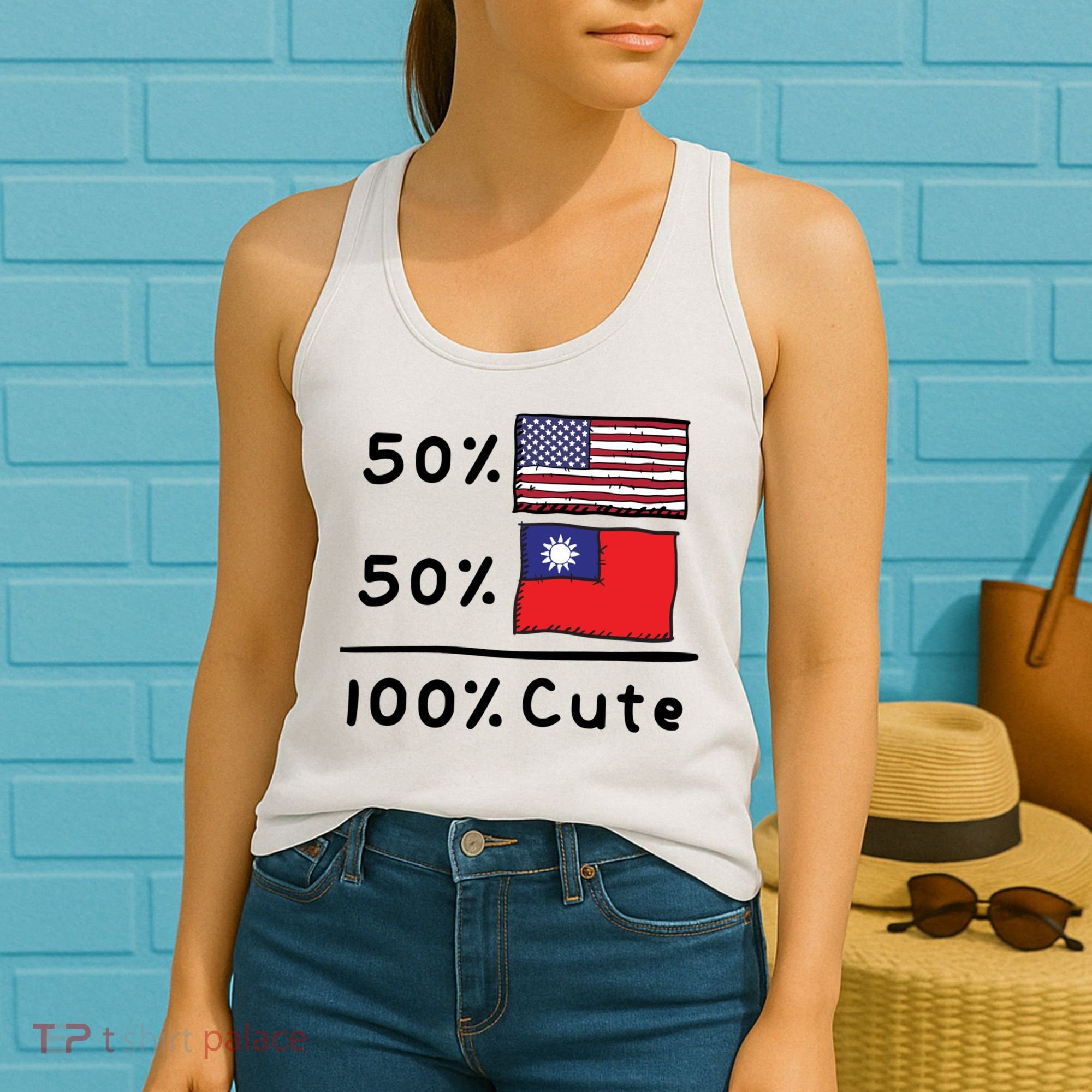 50% American 50% Taiwanese 100% Cute U S Taiwan Flags Great Gift Women's Tank Top