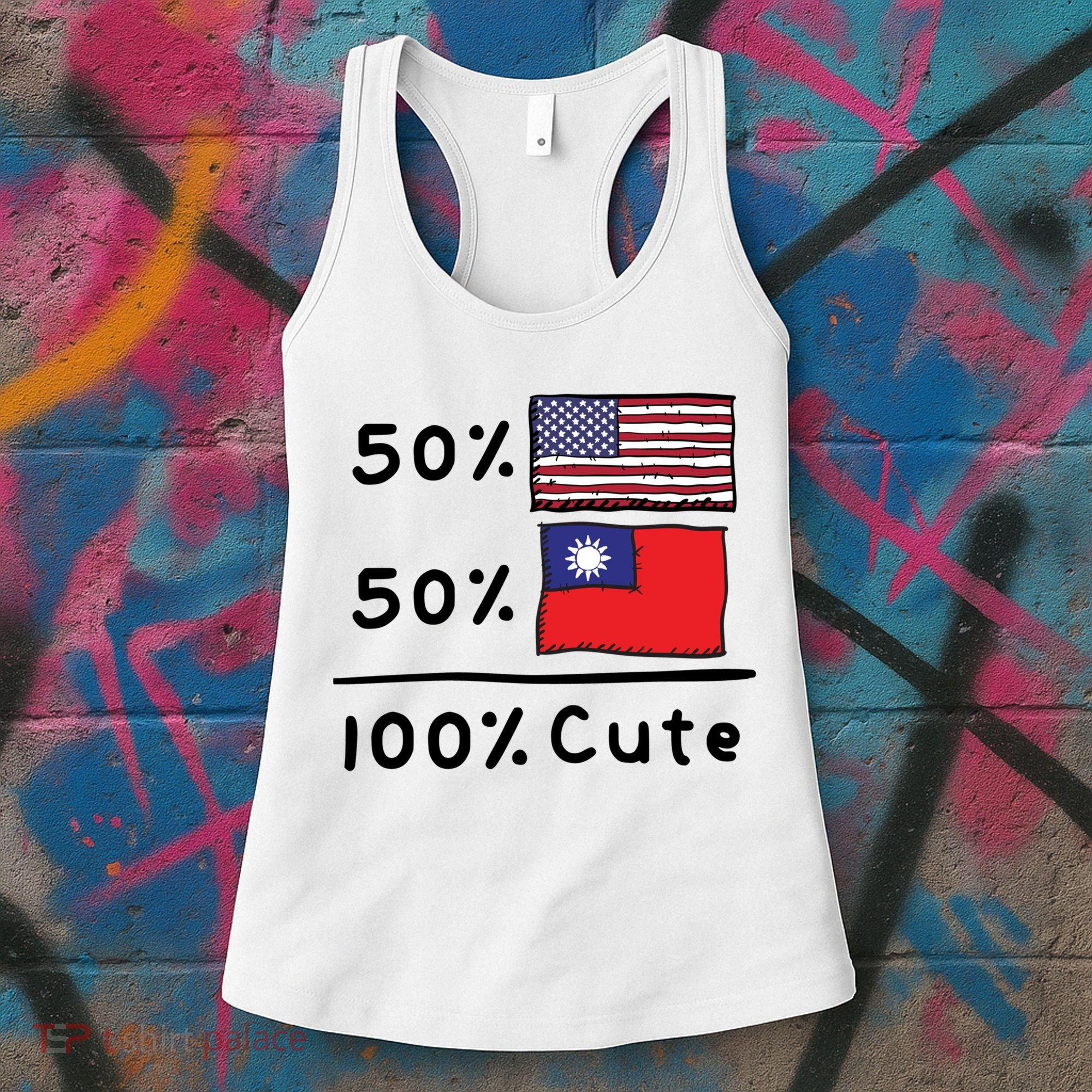 50% American 50% Taiwanese 100% Cute U S Taiwan Flags Great Gift Women's Tank Top