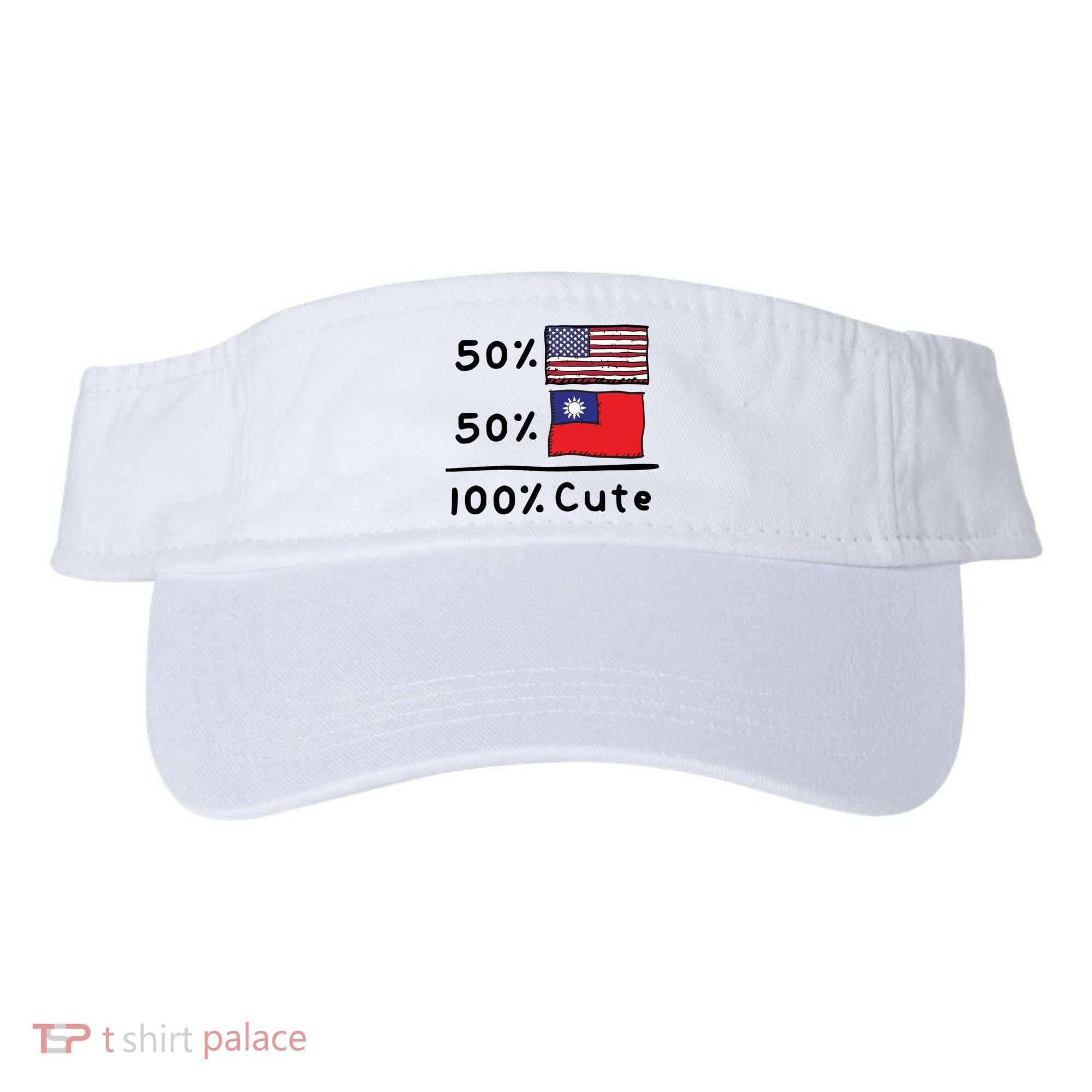 50% American 50% Taiwanese 100% Cute U S Taiwan Flags Great Gift Visor
