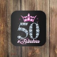 50 and Fabulous 50th Birthday Shirt For WoM.e.n.s Coaster thumb 0