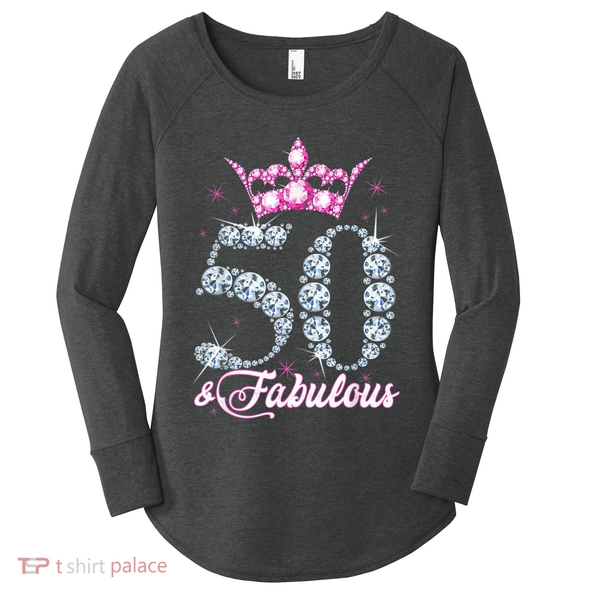 50 and Fabulous 50th Birthday Shirt For WoM.e.n.s Women's Perfect Tri Tunic Long Sleeve Shirt