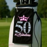50 and Fabulous 50th Birthday Shirt For WoM.e.n.s Golf Towel thumb 2