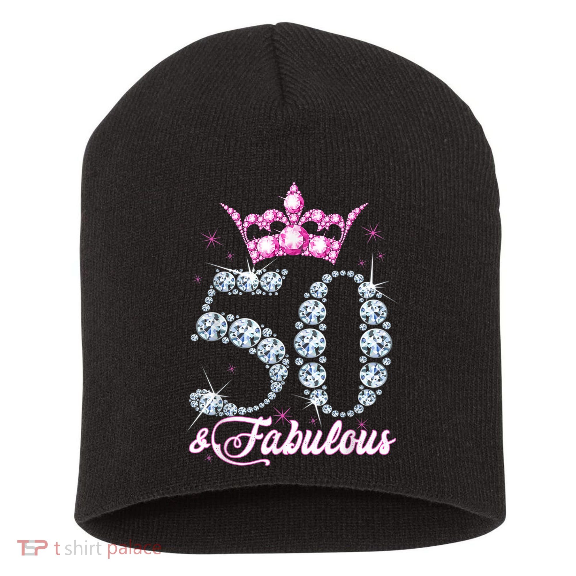 50 and Fabulous 50th Birthday Shirt For WoM.e.n.s Short Acrylic Beanie
