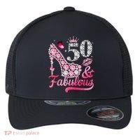 50 And Fabulous High Heel WoM.e.n.s 50th Birthday Flexfit Unipanel Trucker Cap thumb 0