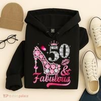 50 And Fabulous High Heel WoM.e.n.s 50th Birthday Hoodie thumb 4