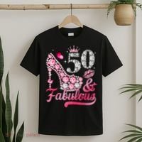 50 And Fabulous High Heel WoM.e.n.s 50th Birthday T-Shirt thumb 2