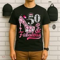 50 And Fabulous High Heel WoM.e.n.s 50th Birthday T-Shirt thumb 6