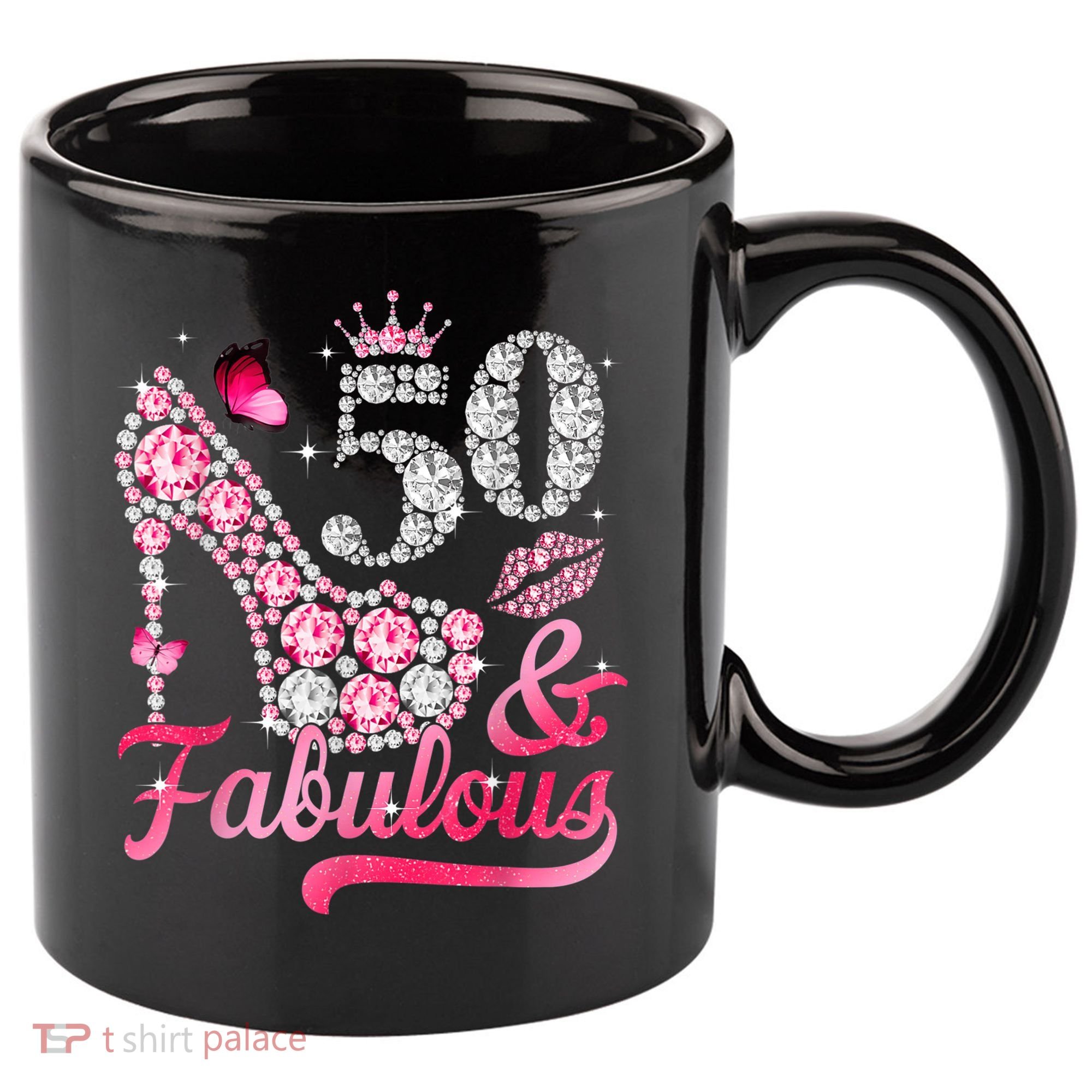 50 And Fabulous High Heel WoM.e.n.s 50th Birthday 11oz C Handle Ceramic Mug