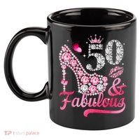 50 And Fabulous High Heel WoM.e.n.s 50th Birthday 11oz C Handle Ceramic Mug thumb 2