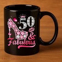 50 And Fabulous High Heel WoM.e.n.s 50th Birthday 11oz C Handle Ceramic Mug thumb 3