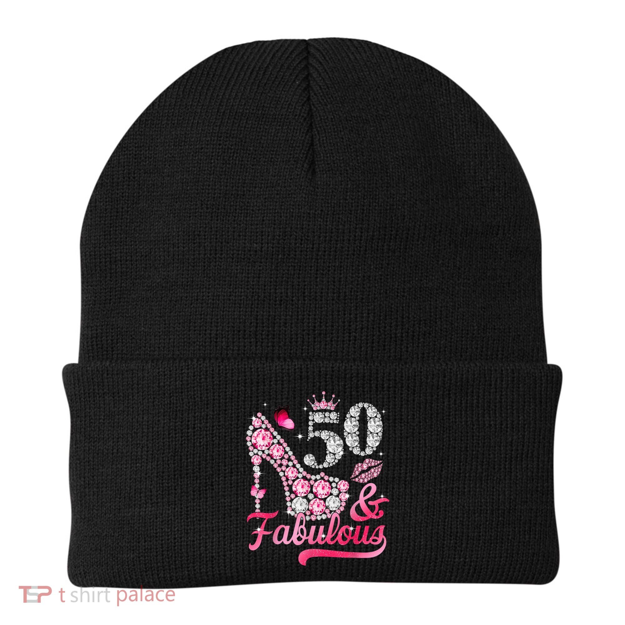 50 And Fabulous High Heel WoM.e.n.s 50th Birthday Beanie