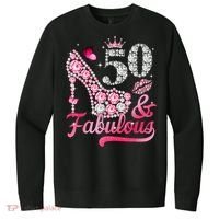 50 And Fabulous High Heel WoM.e.n.s 50th Birthday V.I.T. Fleece Crew Sweatshirt thumb 0