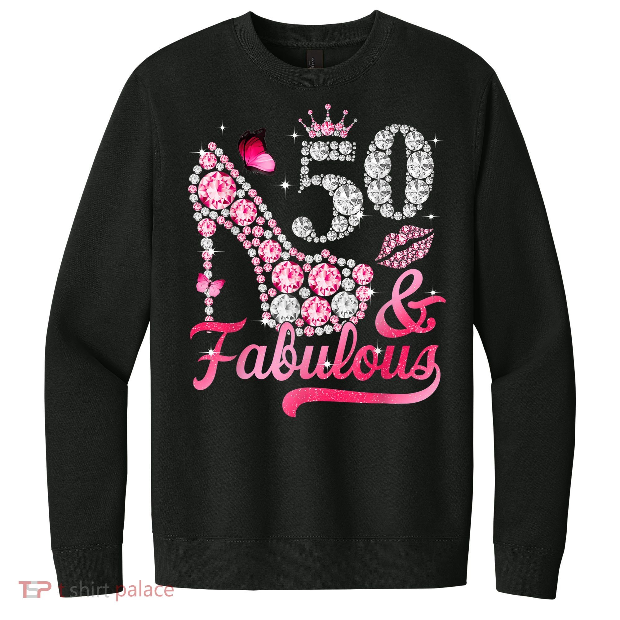 50 And Fabulous High Heel WoM.e.n.s 50th Birthday V.I.T. Fleece Crew Sweatshirt