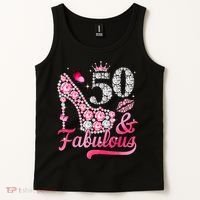 50 And Fabulous High Heel WoM.e.n.s 50th Birthday Tank Top thumb 2