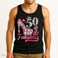 50 And Fabulous High Heel WoM.e.n.s 50th Birthday Tank Top thumb 3