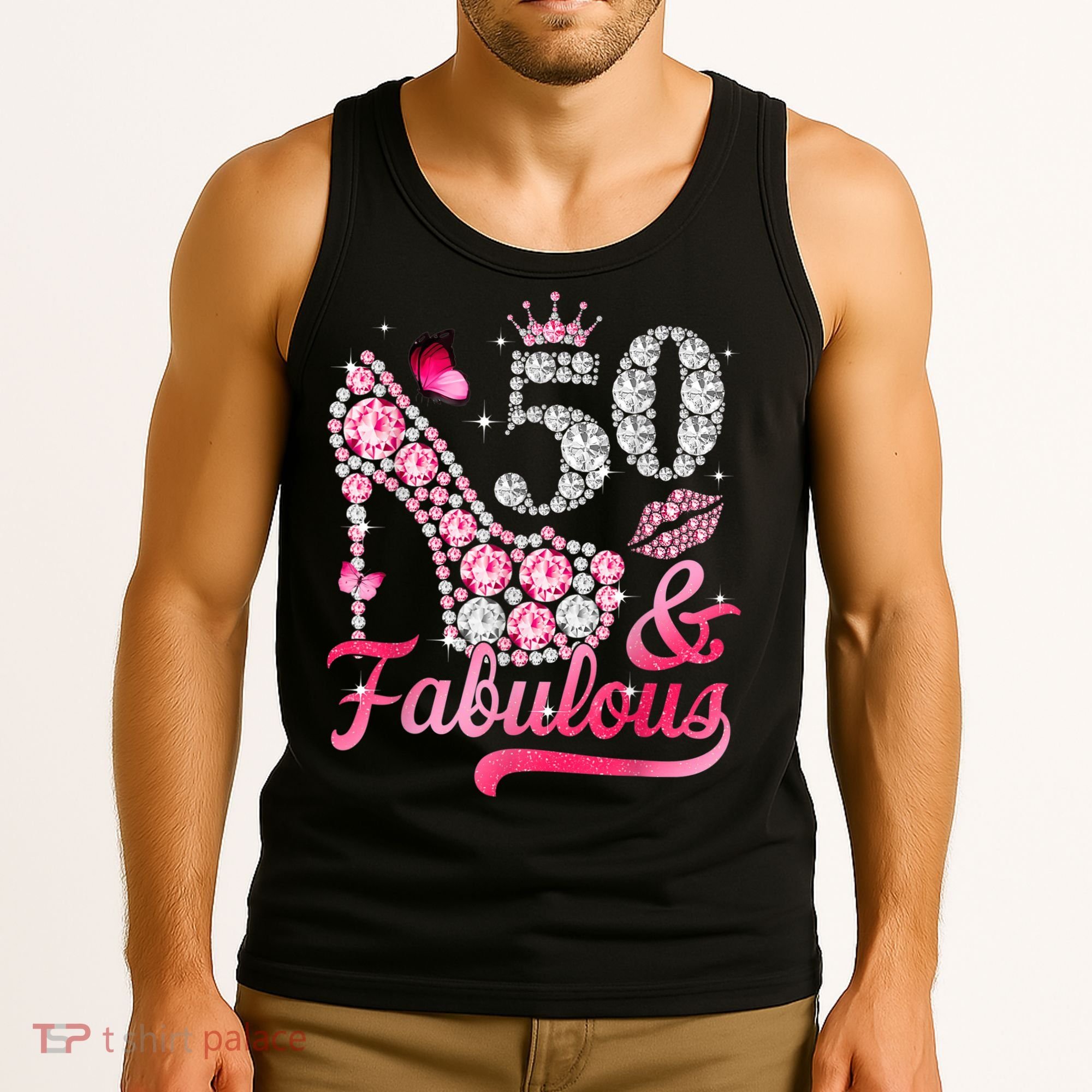 50 And Fabulous High Heel WoM.e.n.s 50th Birthday Tank Top