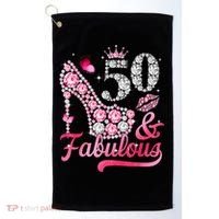 50 And Fabulous High Heel WoM.e.n.s 50th Birthday Golf Towel thumb 0