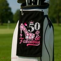 50 And Fabulous High Heel WoM.e.n.s 50th Birthday Golf Towel thumb 2