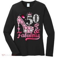 50 And Fabulous High Heel WoM.e.n.s 50th Birthday Women's Long Sleeve Shirt thumb 0