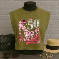 50 And Fabulous High Heel WoM.e.n.s 50th Birthday Garment-Dyed Women's Muscle Tee thumb 3