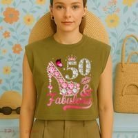 50 And Fabulous High Heel WoM.e.n.s 50th Birthday Garment-Dyed Women's Muscle Tee thumb 4